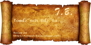 Tomásch Béla névjegykártya